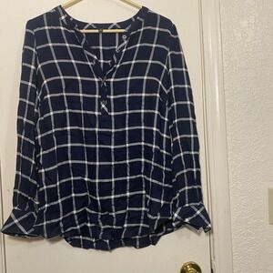 Talbots Black Plaid Long Sleeve Button Down Shirt Women's Size S